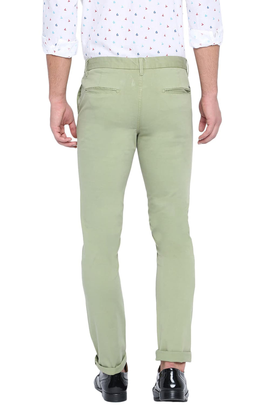 BASICS TAPERED FIT SAGE GREEN OVER DYED TROUSER