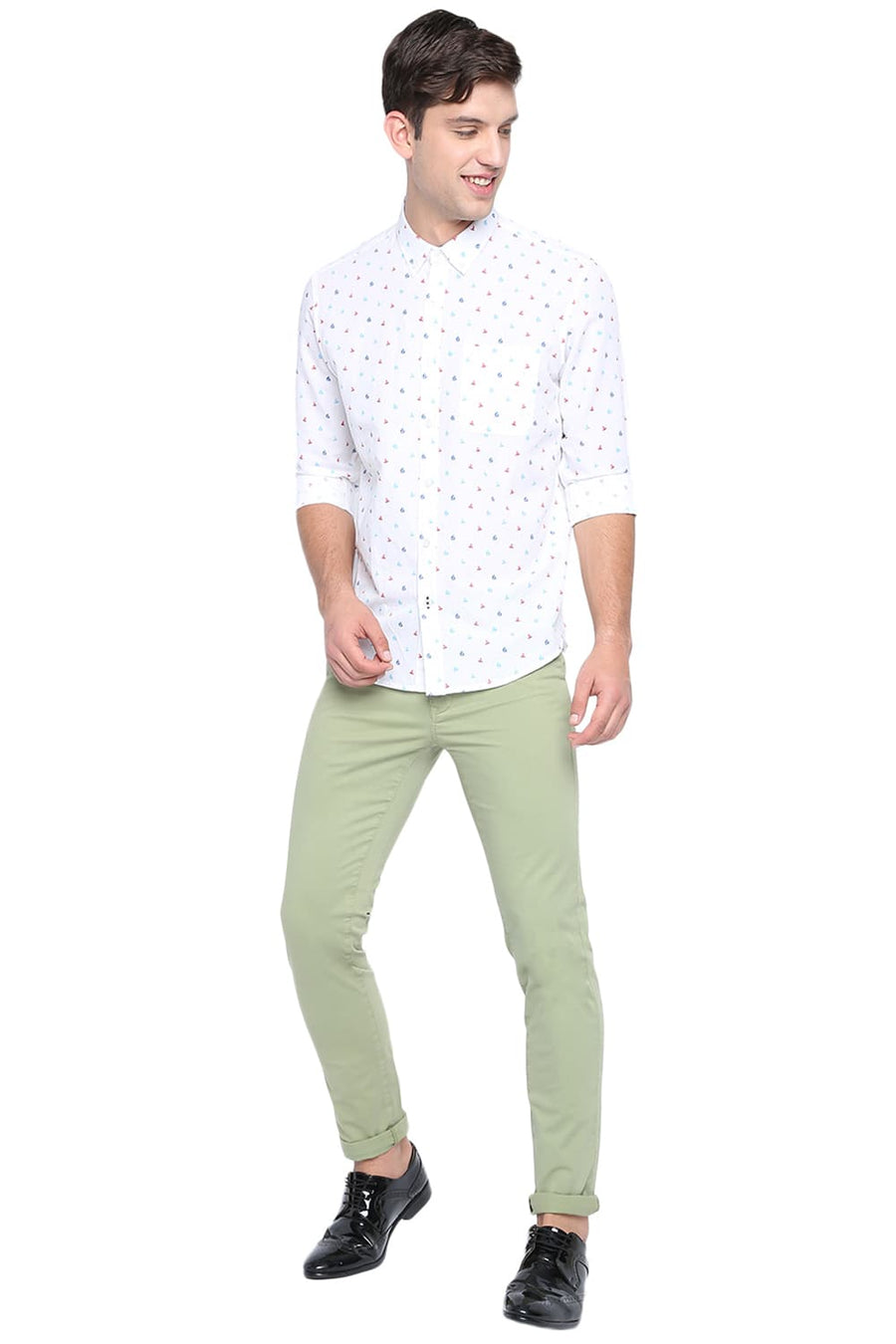 BASICS TAPERED FIT SAGE GREEN OVER DYED TROUSER