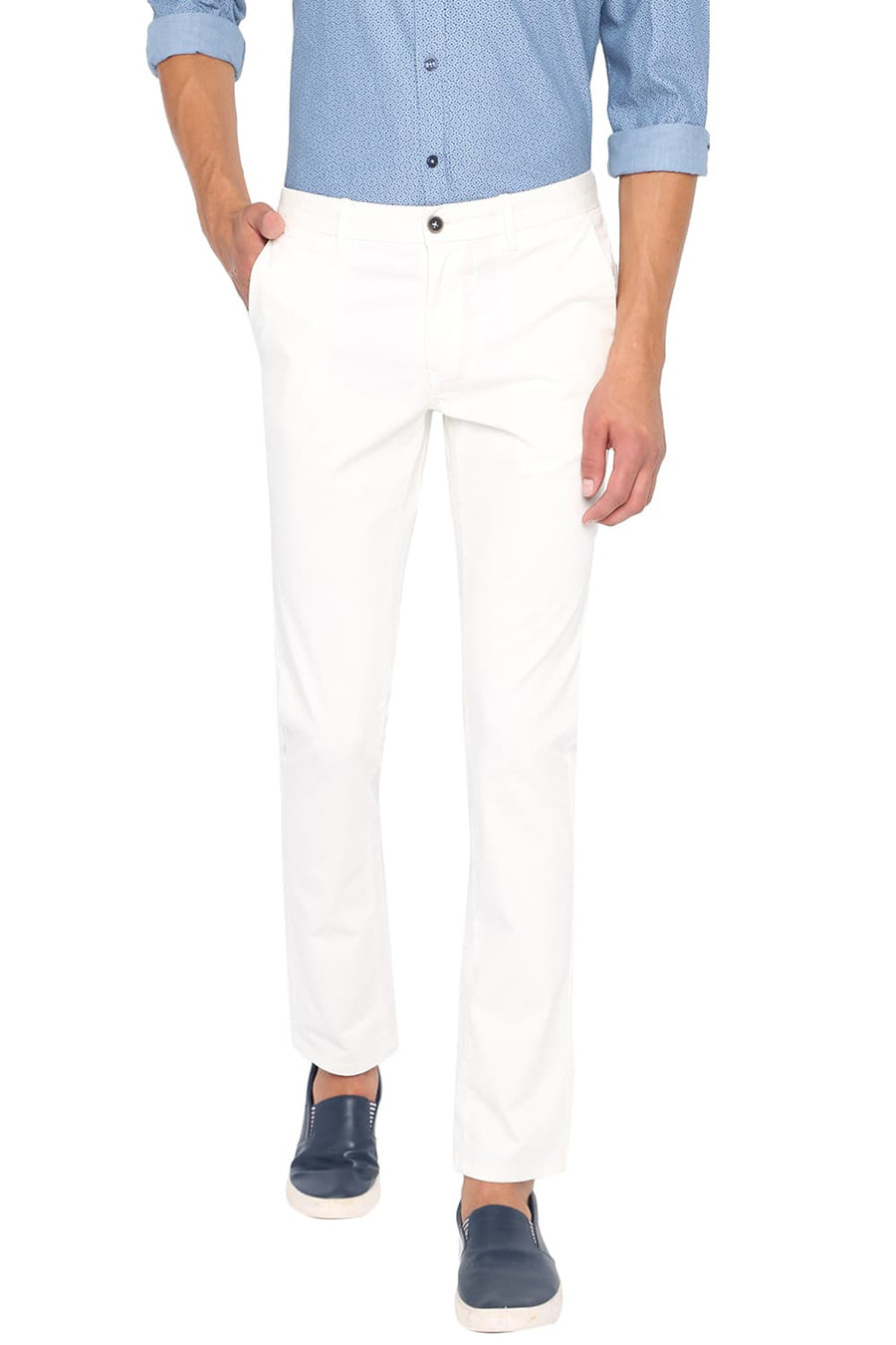 BASICS TAPERED FIT BRIGHT WHITE OVER DYED TROUSER