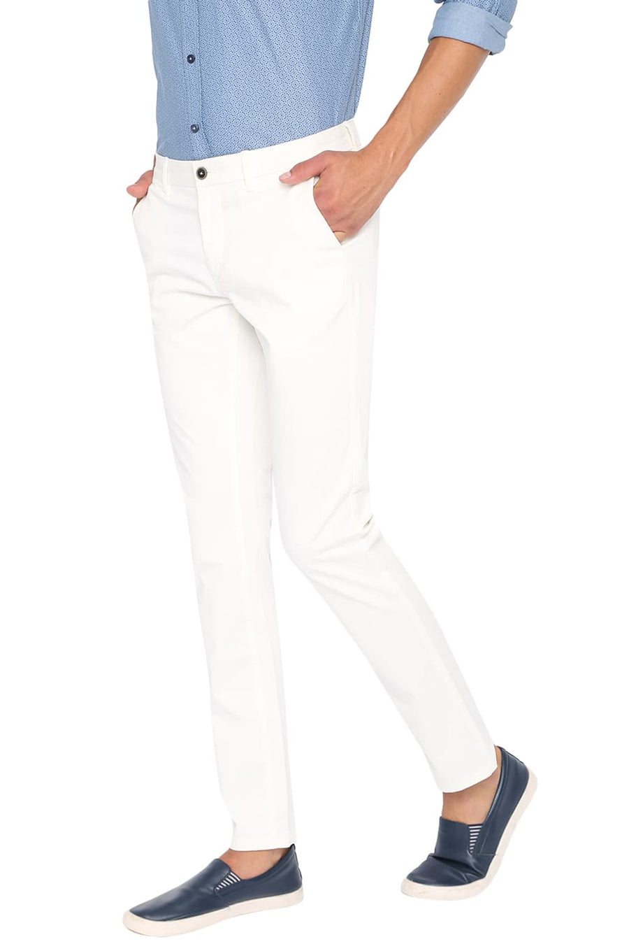 BASICS TAPERED FIT BRIGHT WHITE OVER DYED TROUSER