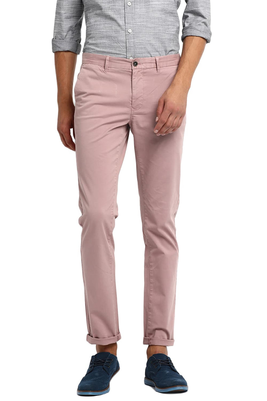 BASICS TAPERED FIT ASH ROSE OVER DYED TROUSER