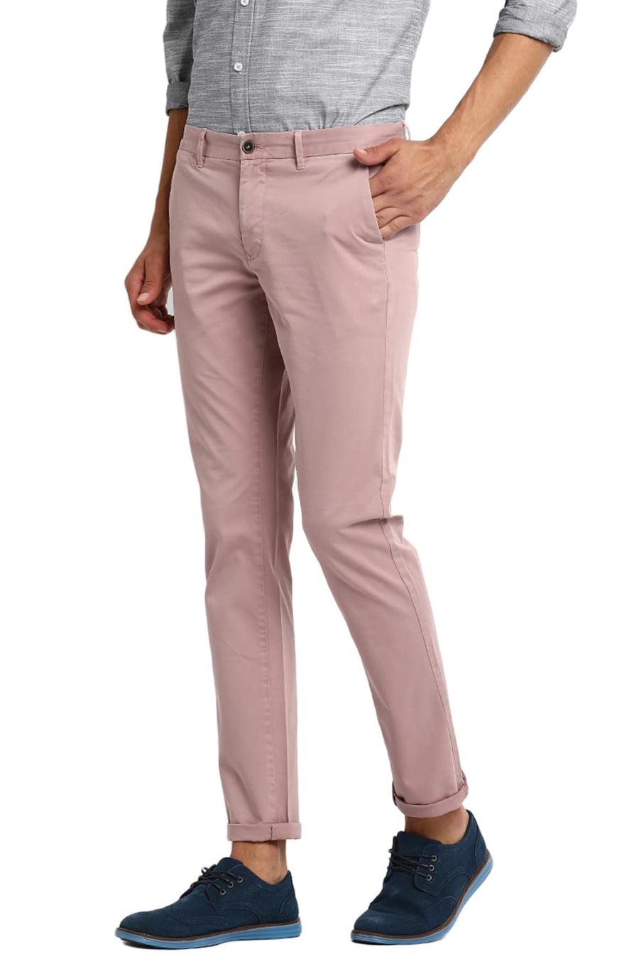 BASICS TAPERED FIT ASH ROSE OVER DYED TROUSER