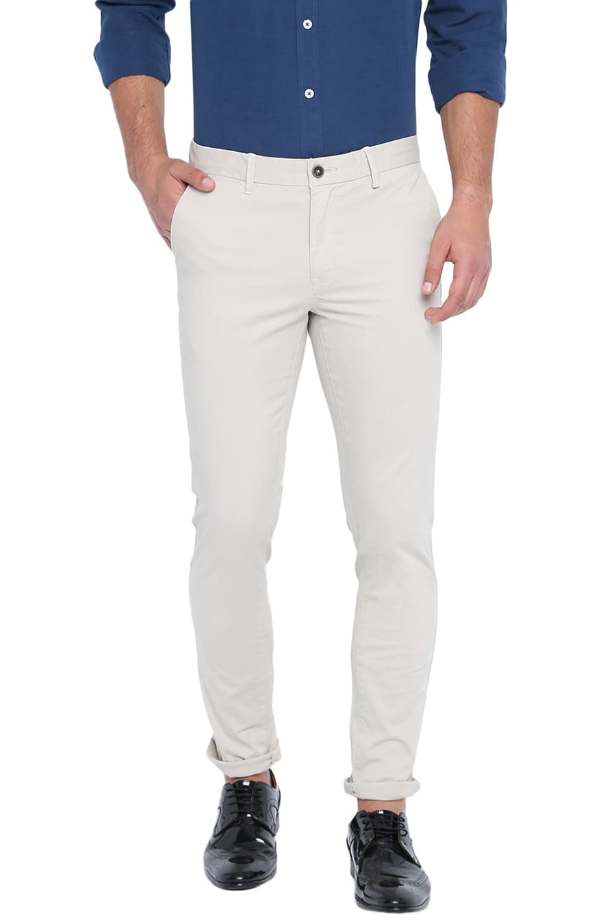BASICS TAPERED FIT CEMENT OVER DYED TROUSER