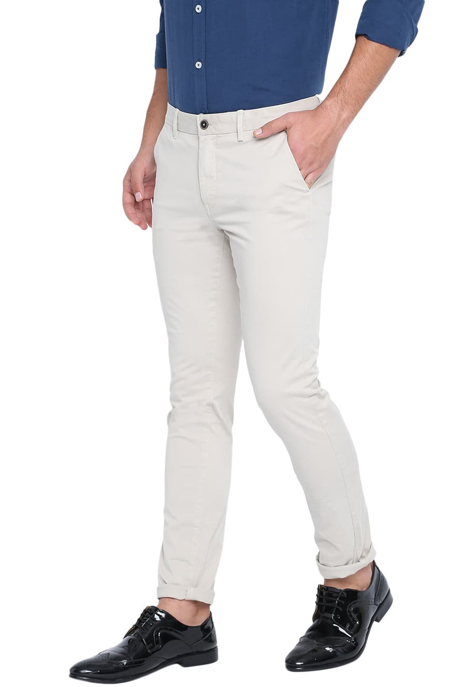 BASICS TAPERED FIT CEMENT OVER DYED TROUSER