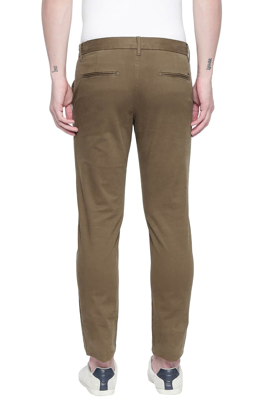 BASICS TAPERED FIT BRONZE BROWN OVER DYED TROUSER