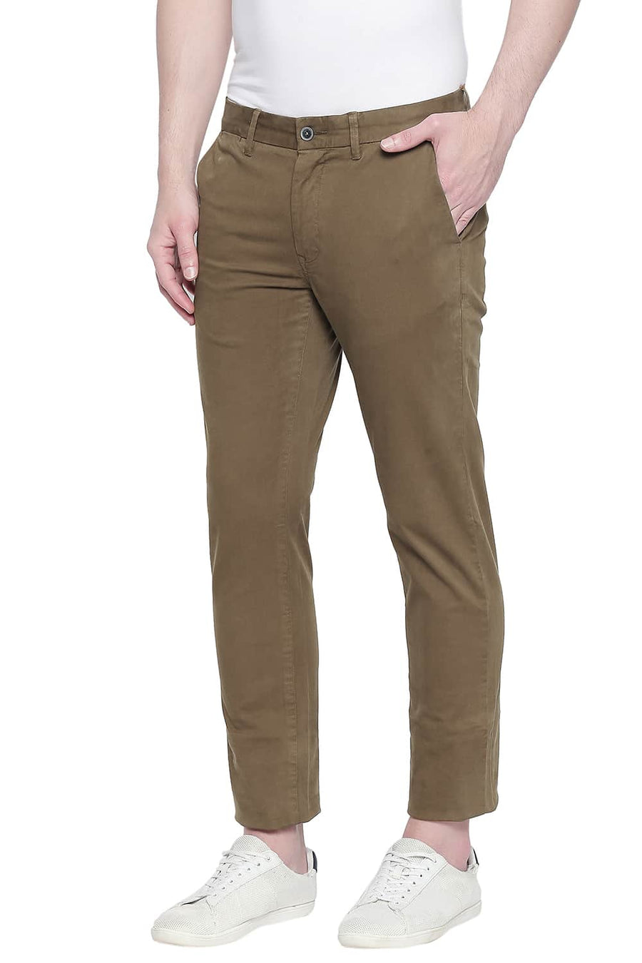 BASICS TAPERED FIT BRONZE BROWN OVER DYED TROUSER