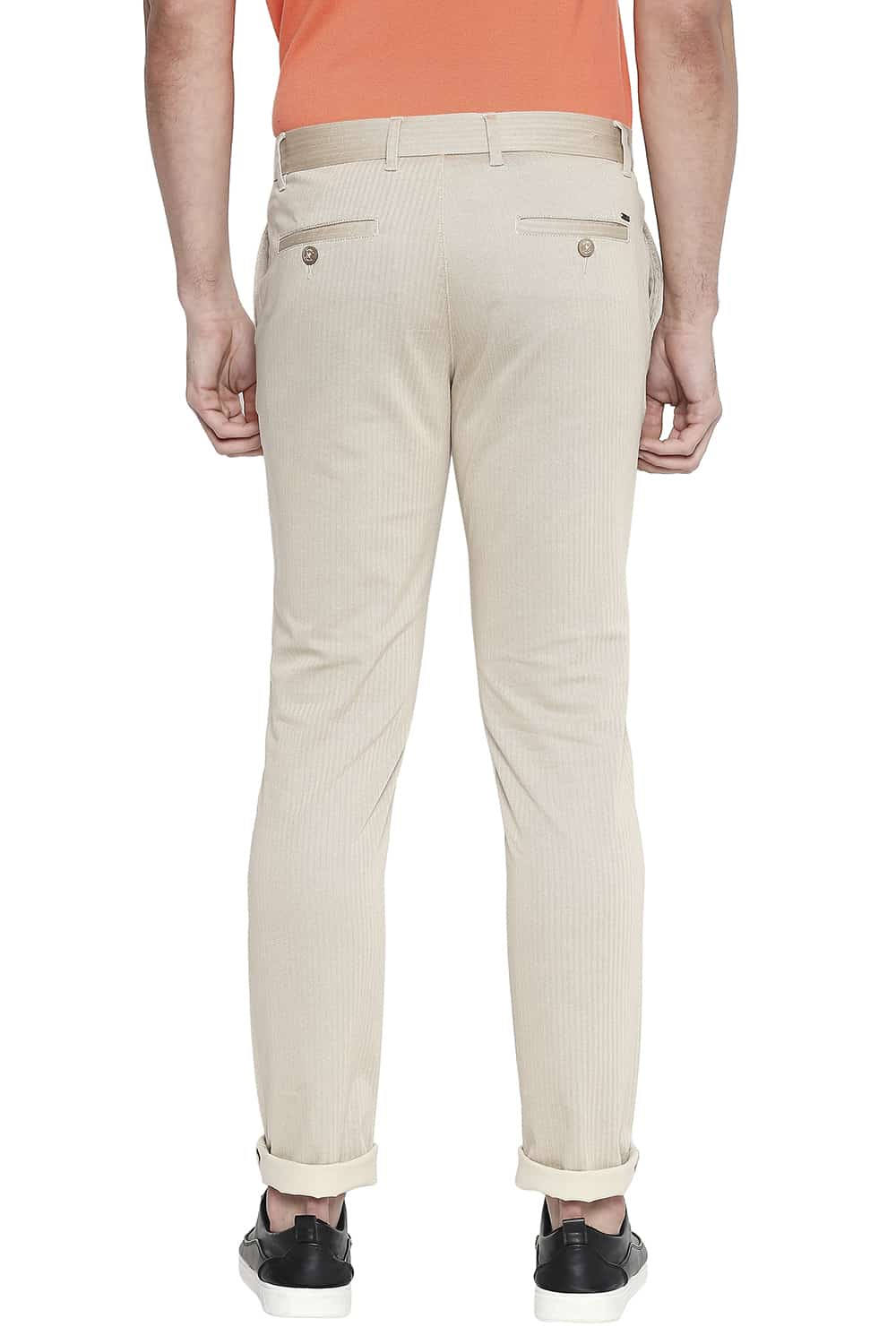 BASICS TAPERED FIT PRINTED STRETCH TROUSER