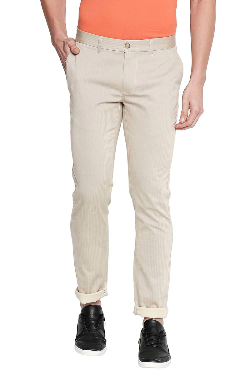 BASICS TAPERED FIT PRINTED STRETCH TROUSER