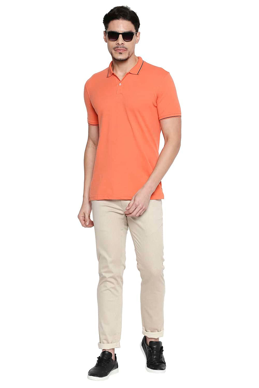 BASICS TAPERED FIT TIGERS EYE PRINTED STRETCH TROUSER