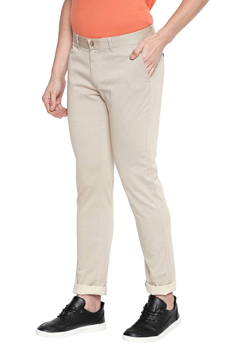 BASICS TAPERED FIT PRINTED STRETCH TROUSER