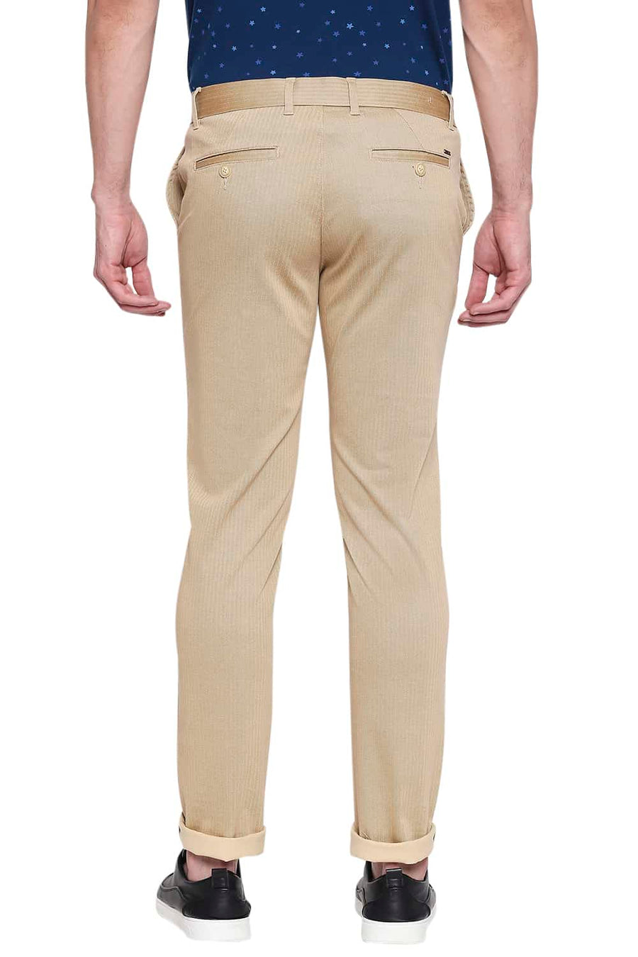 BASICS TAPERED FIT TANNIN PRINTED STRETCH TROUSER