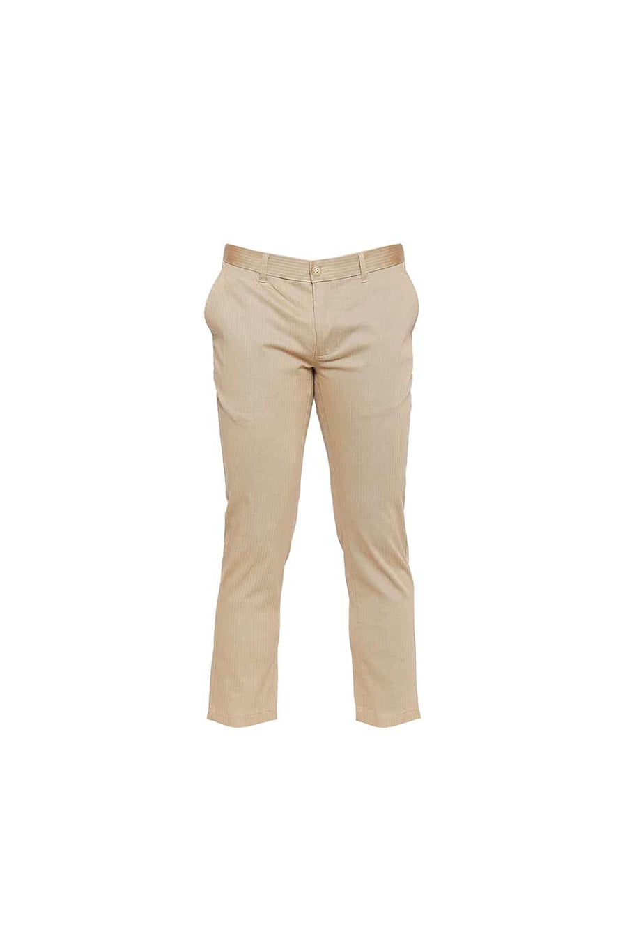 BASICS TAPERED FIT TANNIN PRINTED STRETCH TROUSER