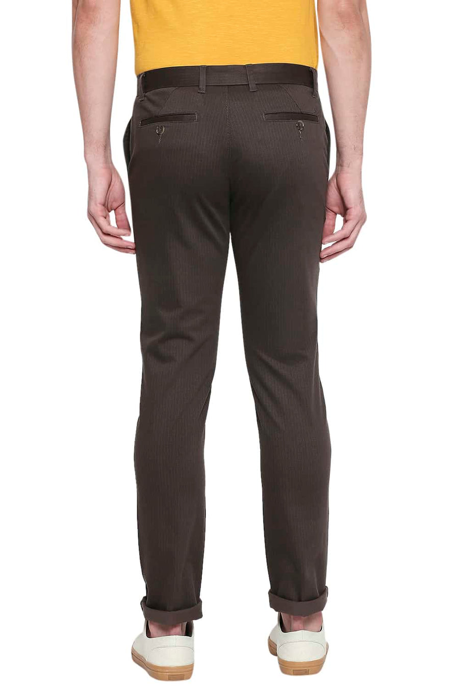 BASICS TAPERED FIT BELUGA PRINTED STRETCH TROUSER
