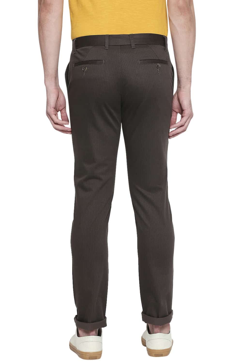 BASICS TAPERED FIT PRINTED STRETCH TROUSER