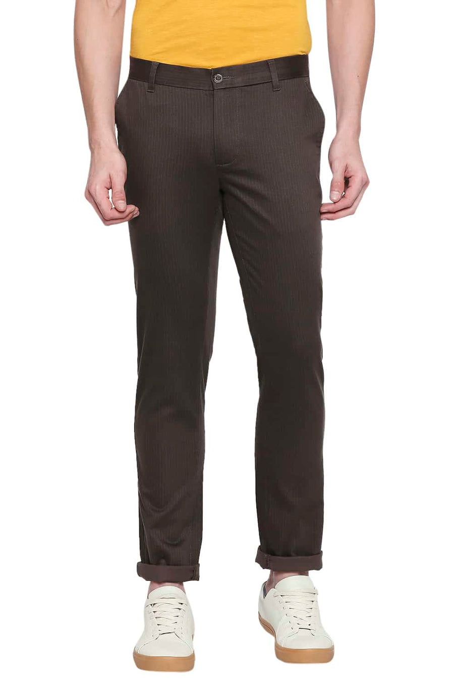 BASICS TAPERED FIT BELUGA PRINTED STRETCH TROUSER