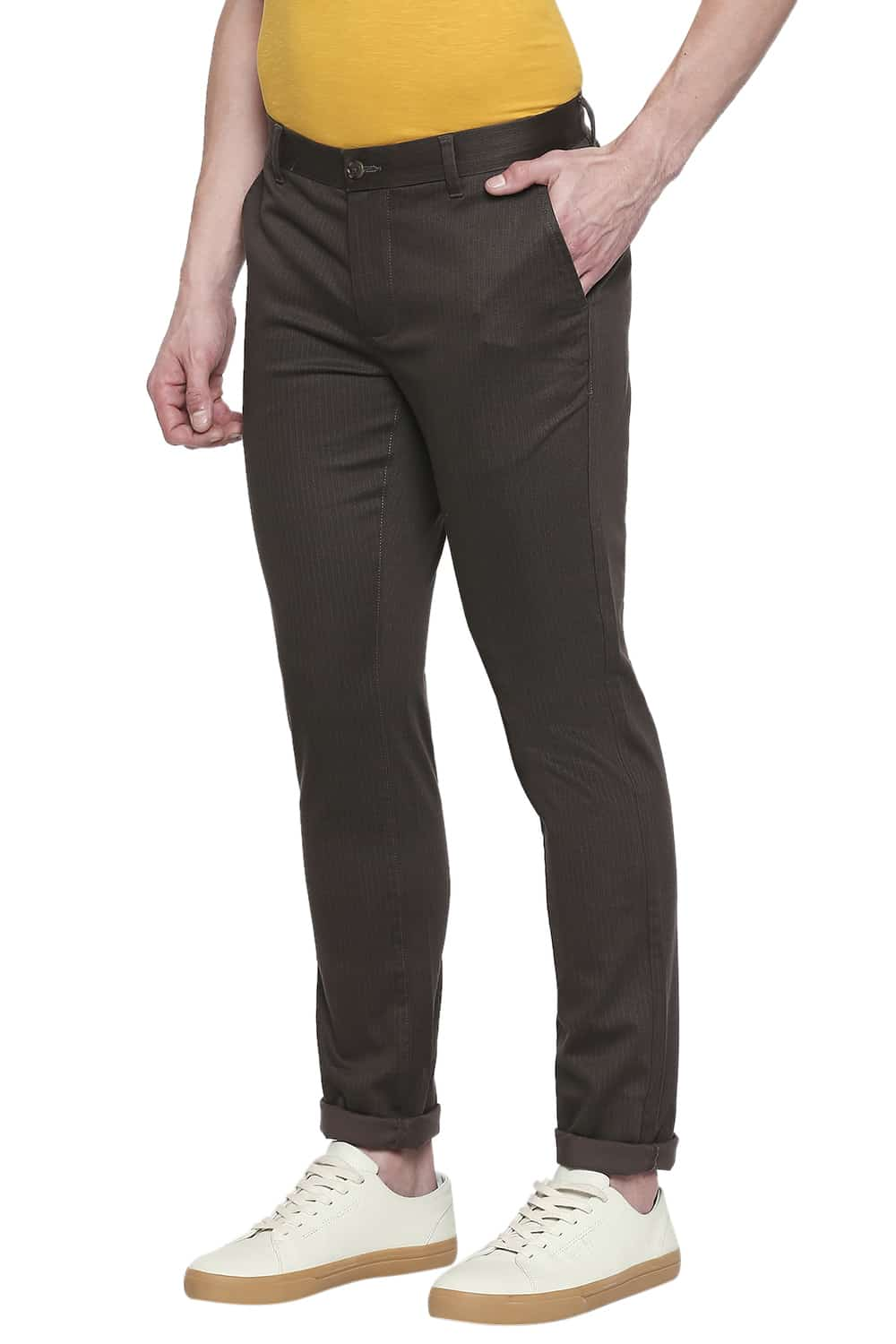 BASICS TAPERED FIT PRINTED STRETCH TROUSER