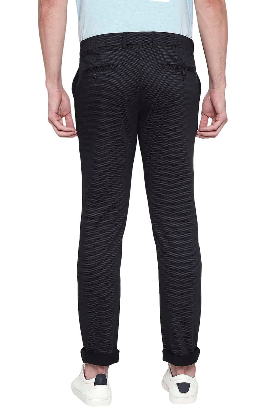 BASICS TAPERED FIT FORGED IRON PRINTED STRETCH TROUSER