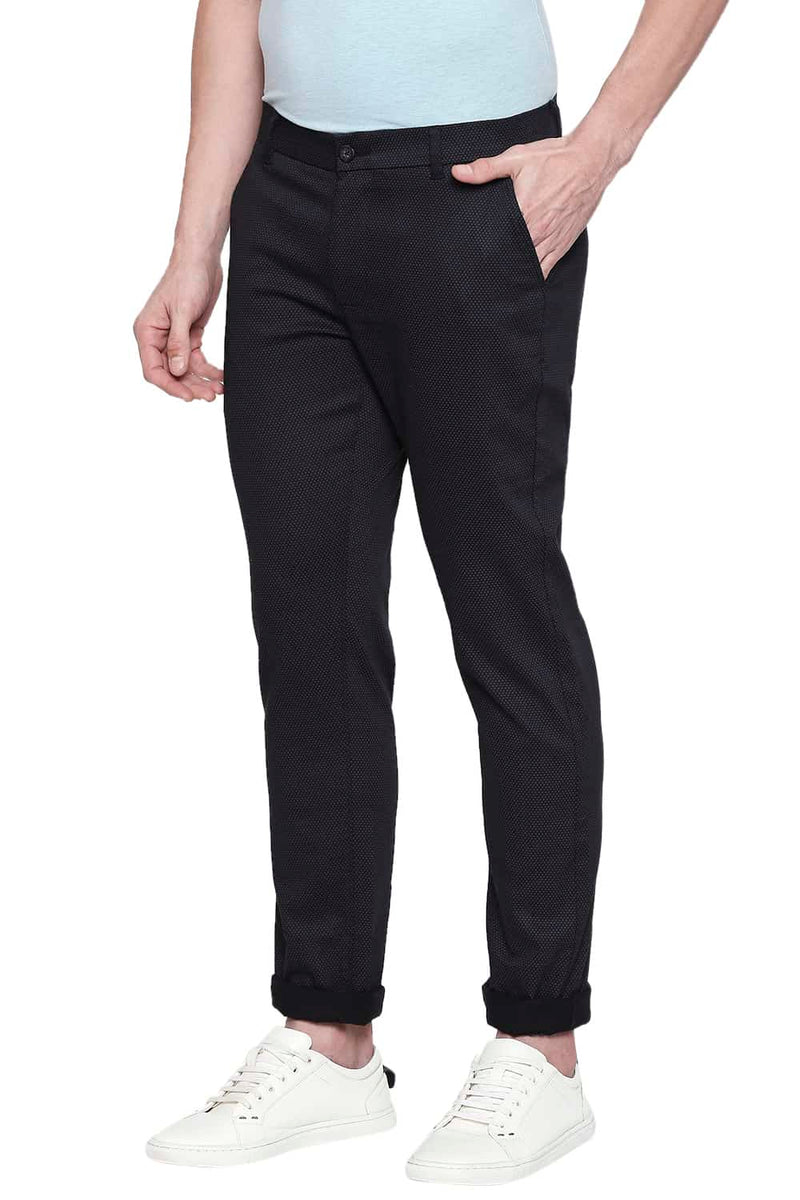 BASICS TAPERED FIT PRINTED STRETCH TROUSER