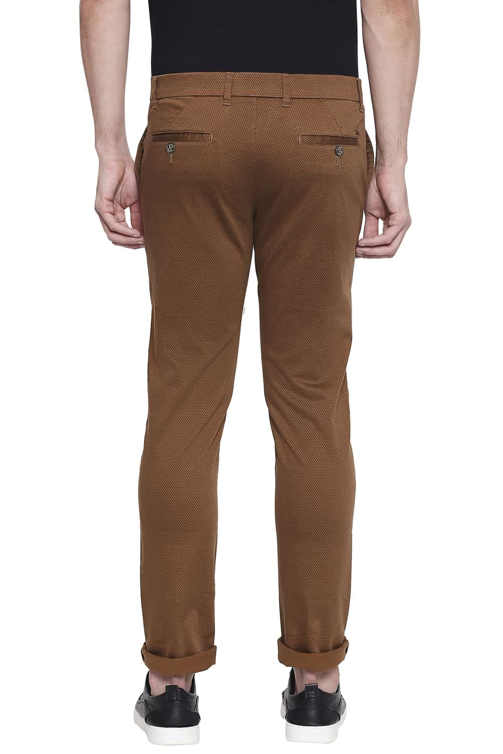 BASICS TAPERED FIT PRINTED STRETCH TROUSER