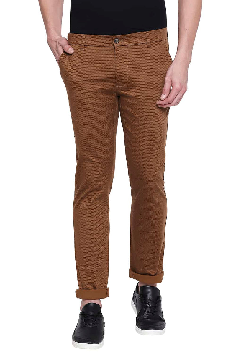 BASICS TAPERED FIT PRINTED STRETCH TROUSER