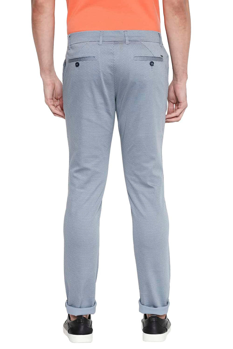 BASICS TAPERED FIT PRINTED STRETCH TROUSER