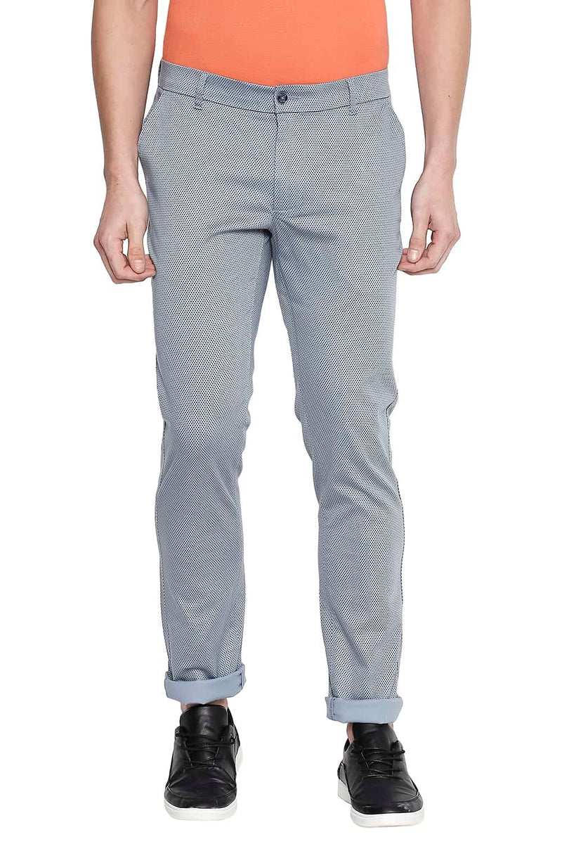 BASICS TAPERED FIT PRINTED STRETCH TROUSER