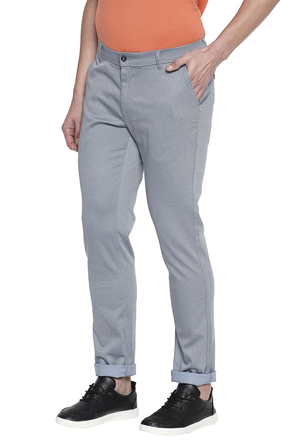 BASICS TAPERED FIT PRINTED STRETCH TROUSER