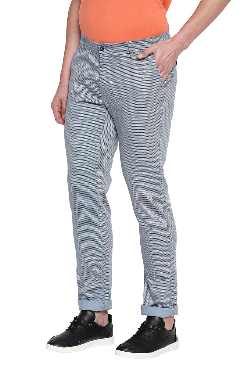 BASICS TAPERED FIT PRINTED STRETCH TROUSER