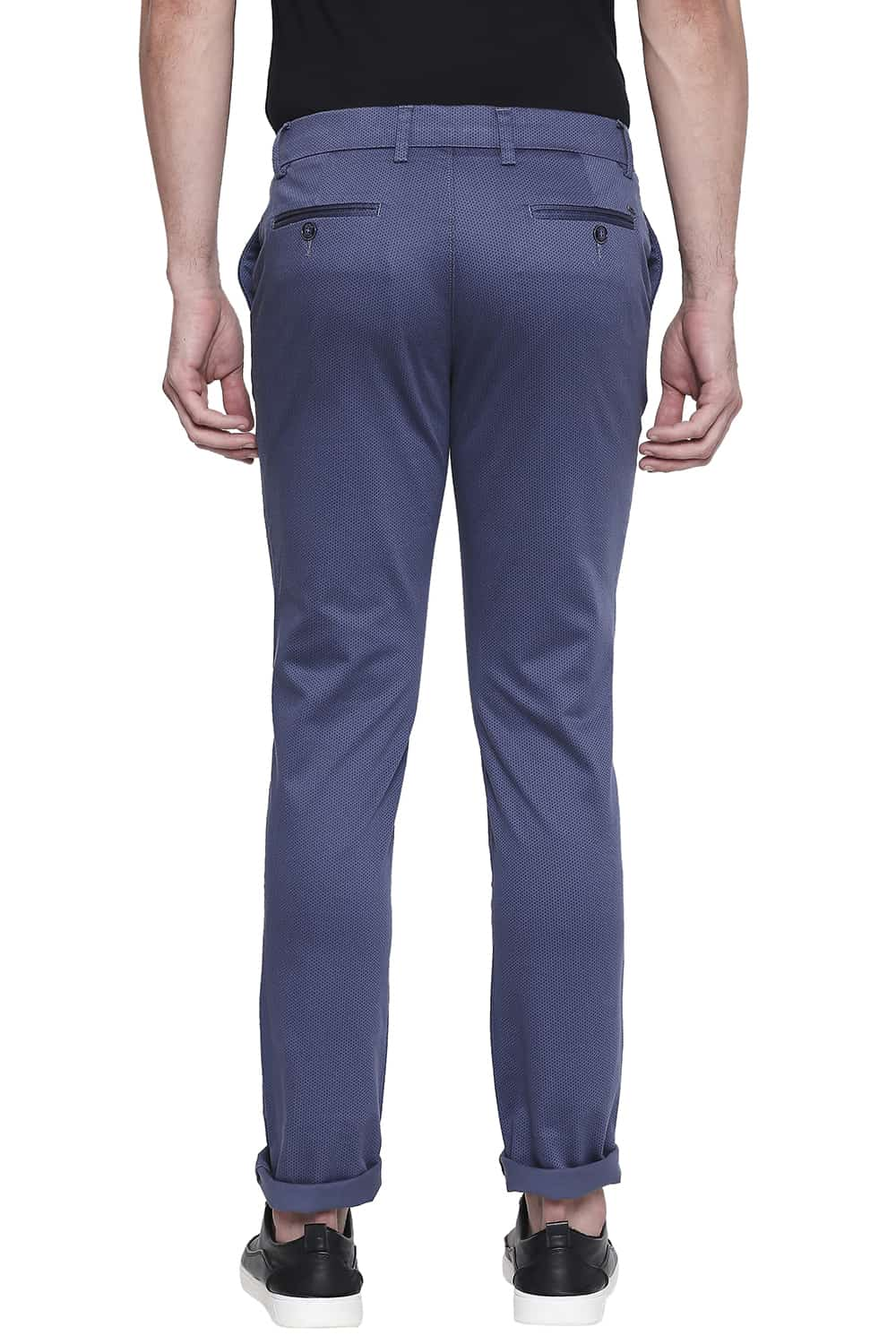 BASICS TAPERED FIT PRINTED STRETCH TROUSER