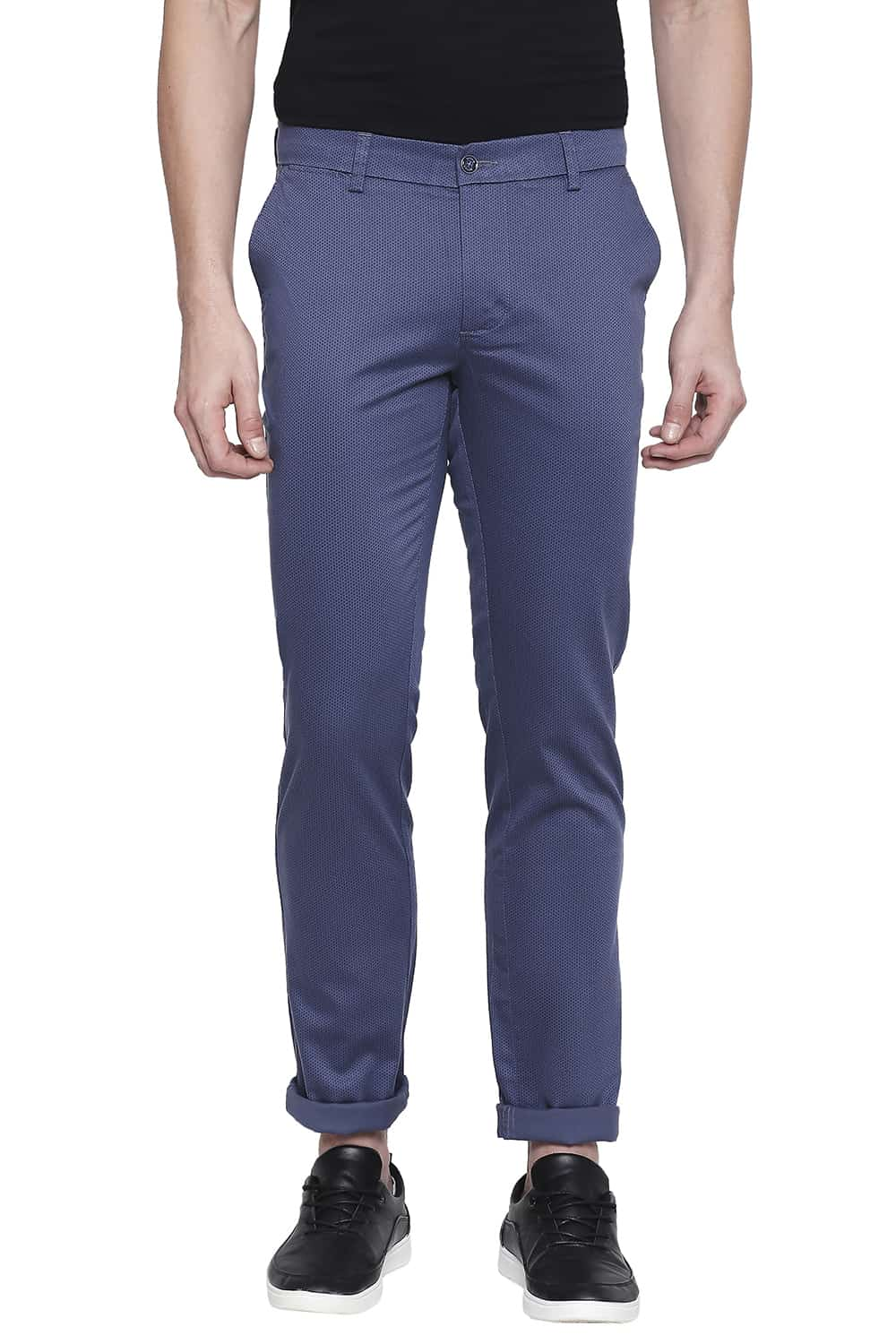 BASICS TAPERED FIT PRINTED STRETCH TROUSER