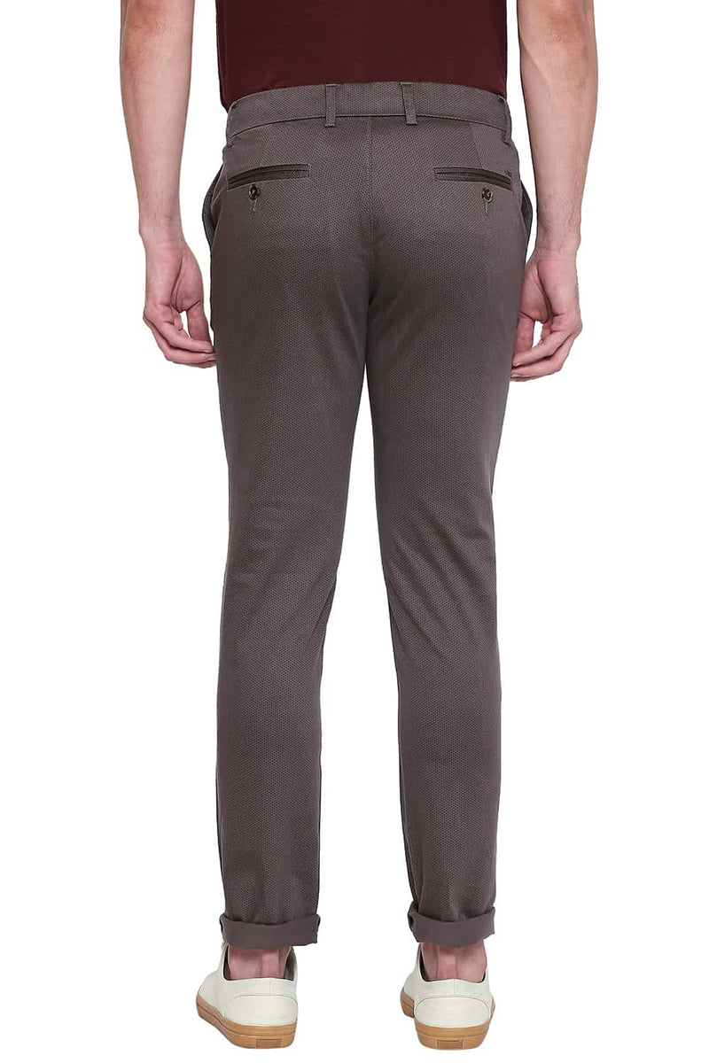 BASICS TAPERED FIT PRINTED STRETCH TROUSER