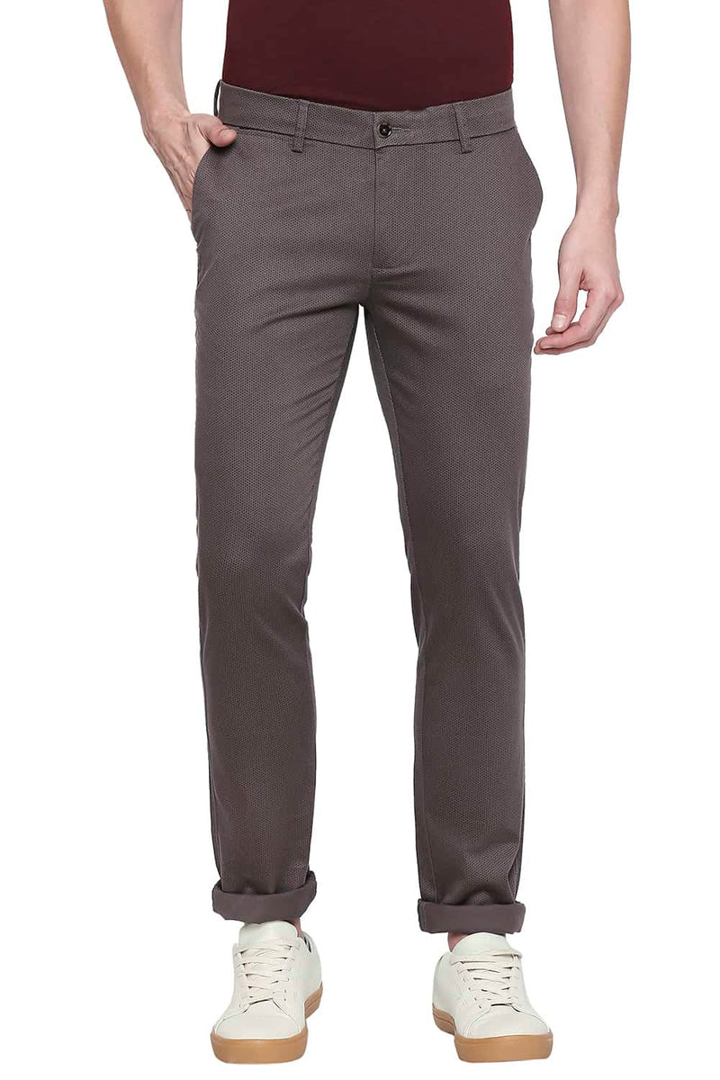 BASICS TAPERED FIT PRINTED STRETCH TROUSER