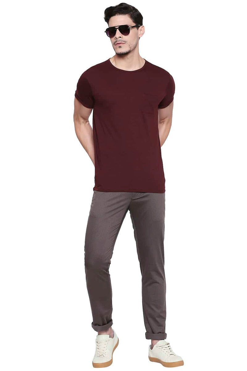 BASICS TAPERED FIT PRINTED STRETCH TROUSER