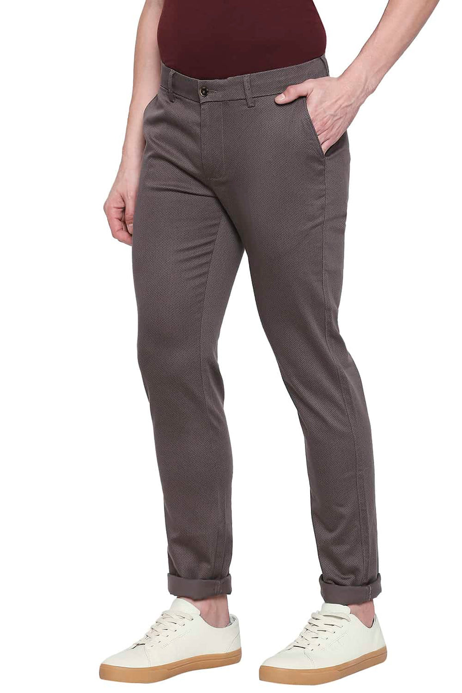 BASICS TAPERED FIT EIFFEL TOWER PRINTED STRETCH TROUSER