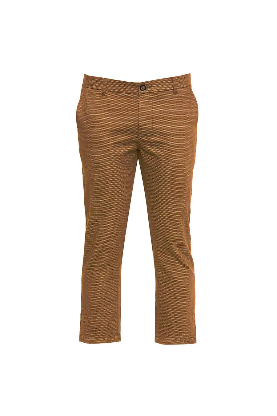 BASICS TAPERED FIT BRONZE BROWN PRINTED STRETCH TROUSER