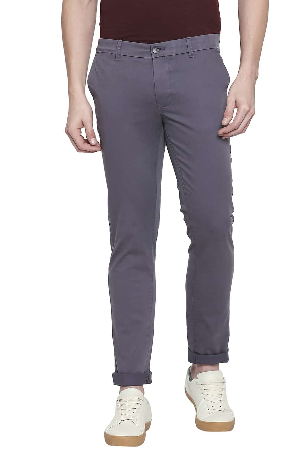 BASICS TAPERED FIT DYED STRETCH TROUSER