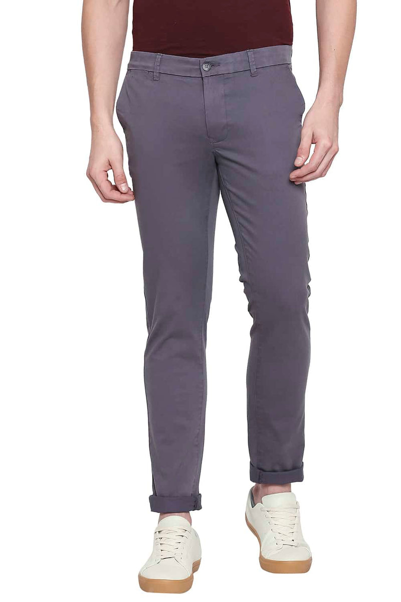 BASICS TAPERED FIT DYED STRETCH TROUSER