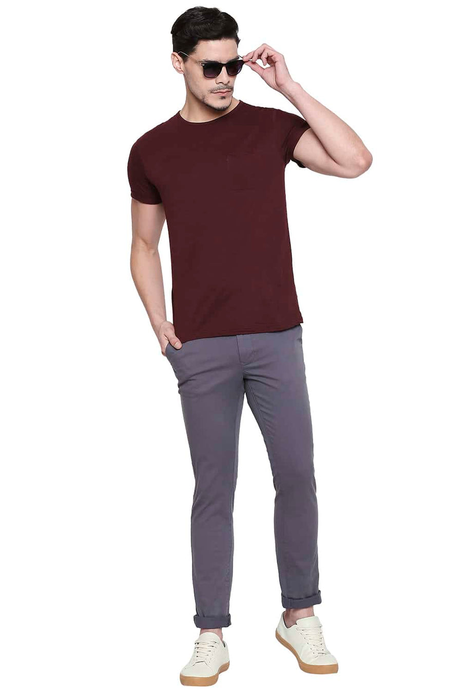 BASICS TAPERED FIT CASTLE ROCK DYED STRETCH TROUSER