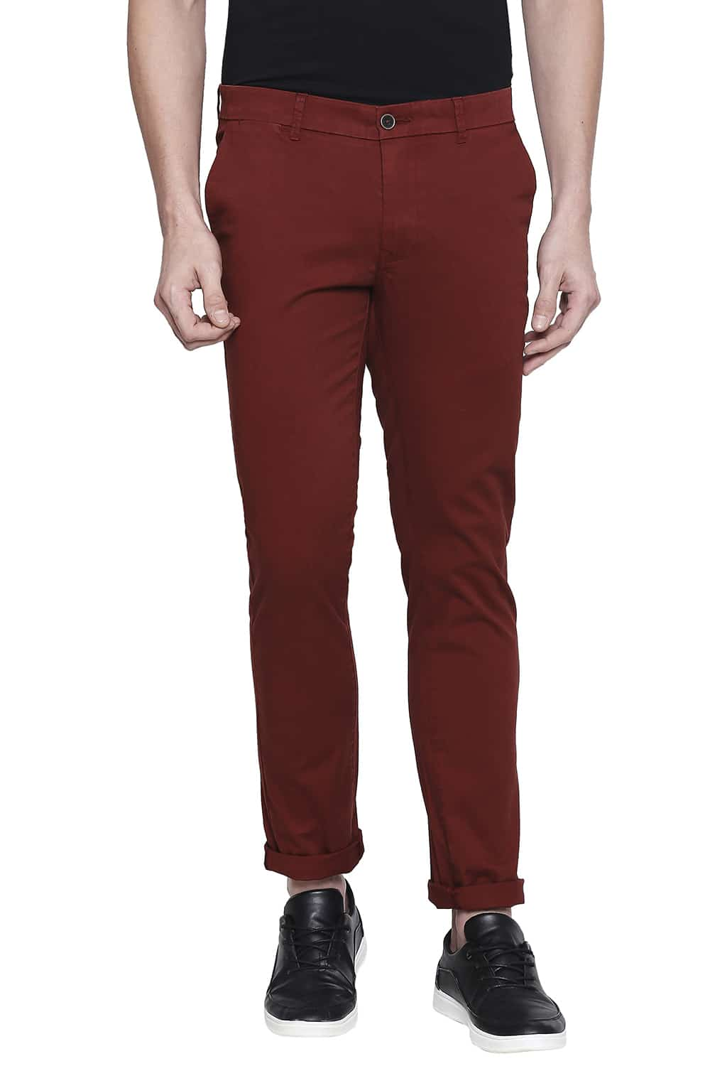 BASICS TAPERED FIT DYED STRETCH TROUSER