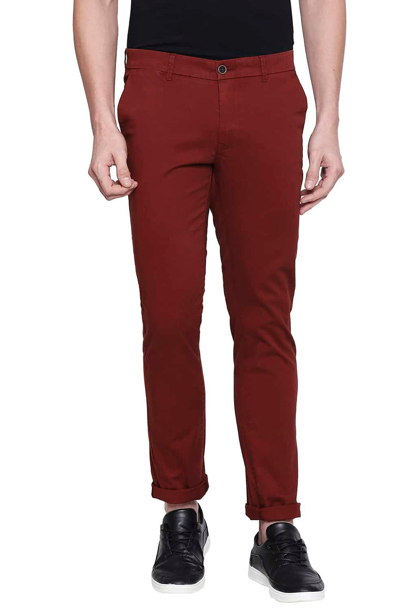 BASICS TAPERED FIT DYED STRETCH TROUSER