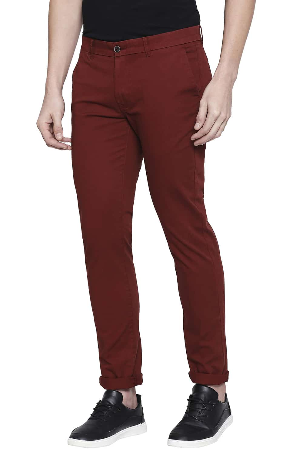 BASICS TAPERED FIT DYED STRETCH TROUSER