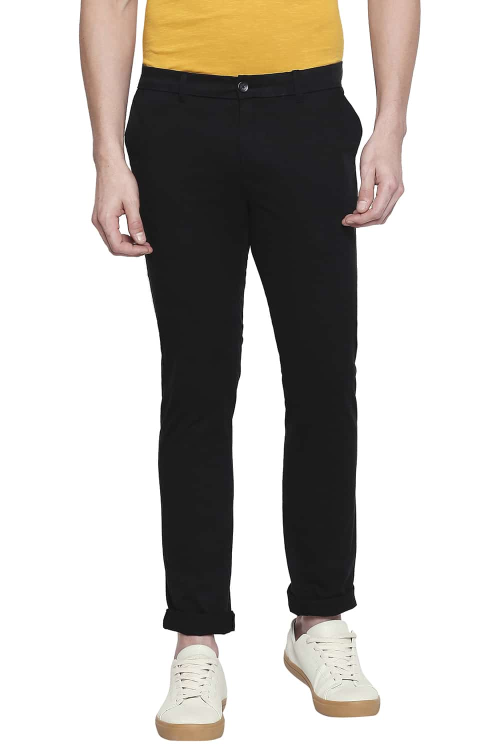 BASICS TAPERED FIT DYED STRETCH TROUSER