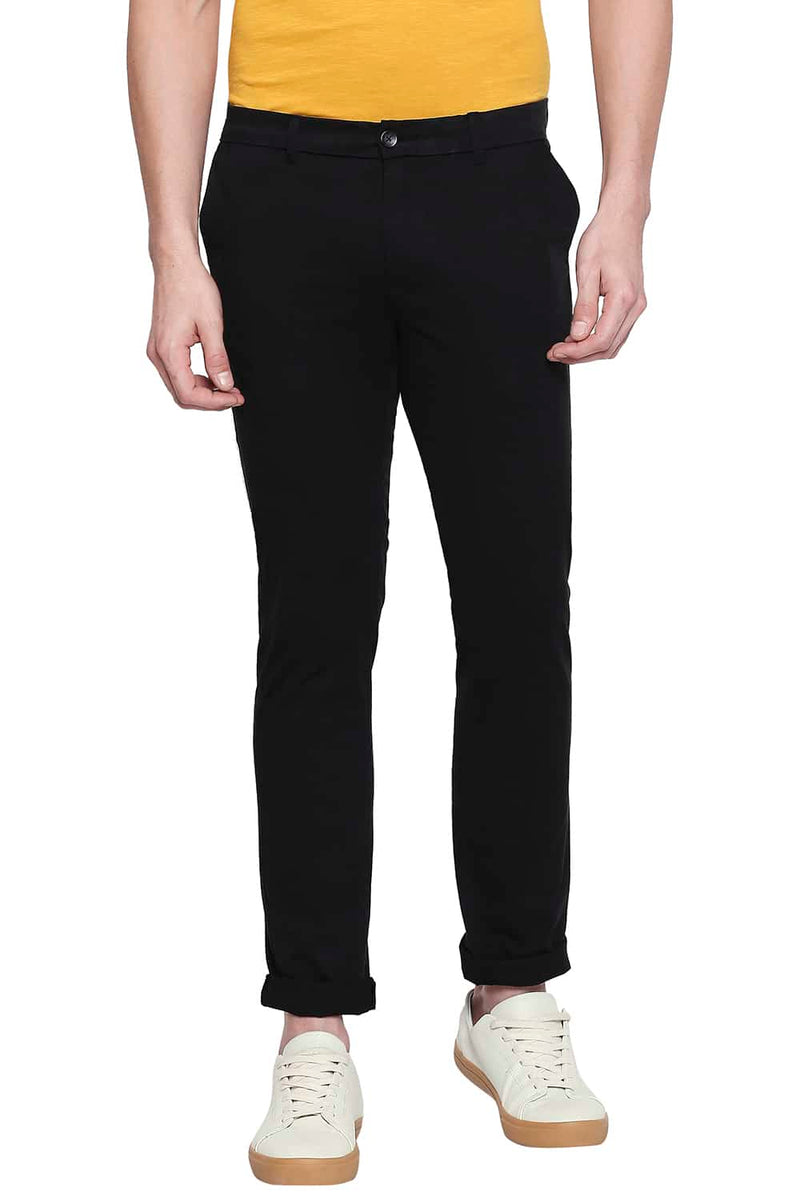 BASICS TAPERED FIT DYED STRETCH TROUSER