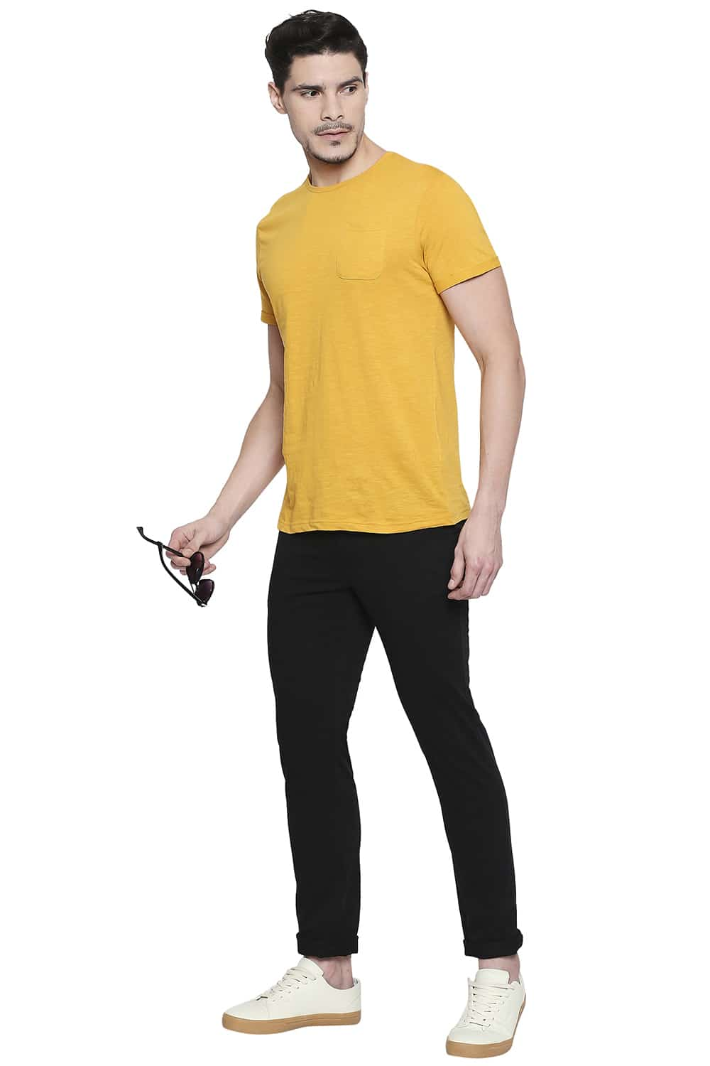 BASICS TAPERED FIT DYED STRETCH TROUSER