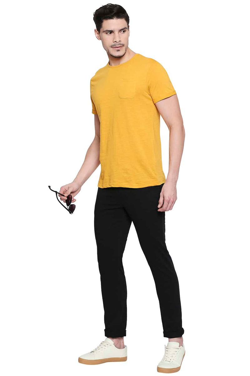 BASICS TAPERED FIT DYED STRETCH TROUSER