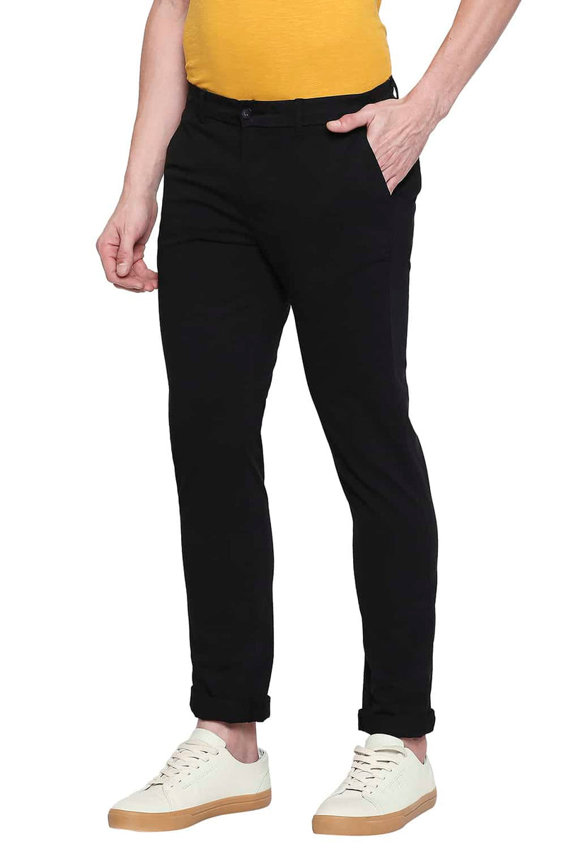 BASICS TAPERED FIT DYED STRETCH TROUSER