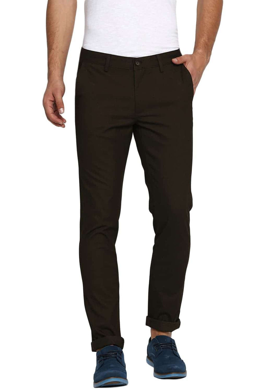 BASICS TAPERED FIT BLACK OLIVE STRETCH TROUSER