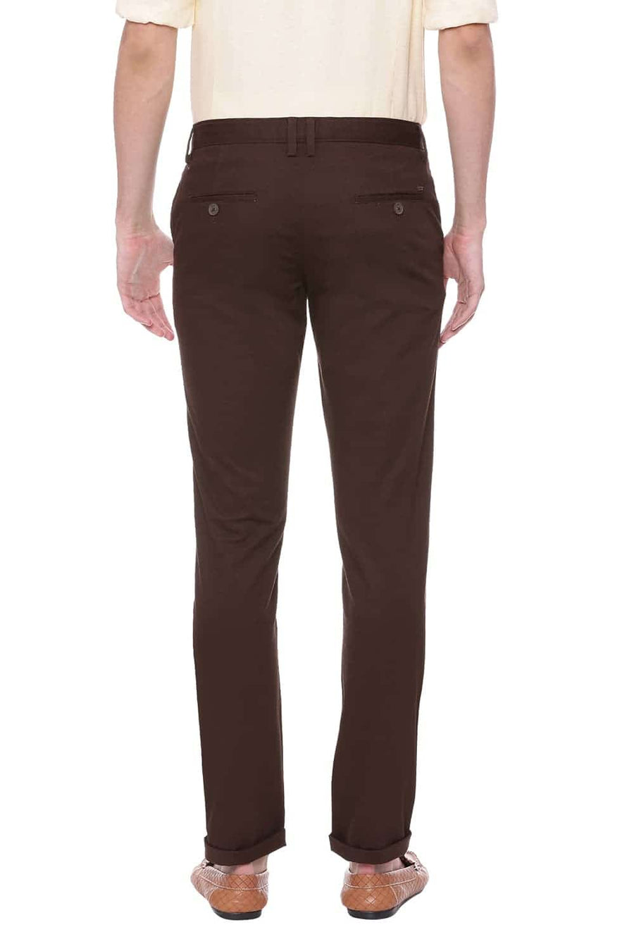 BASICS TAPERED FIT TURKISH COFFEE STRETCH TROUSER