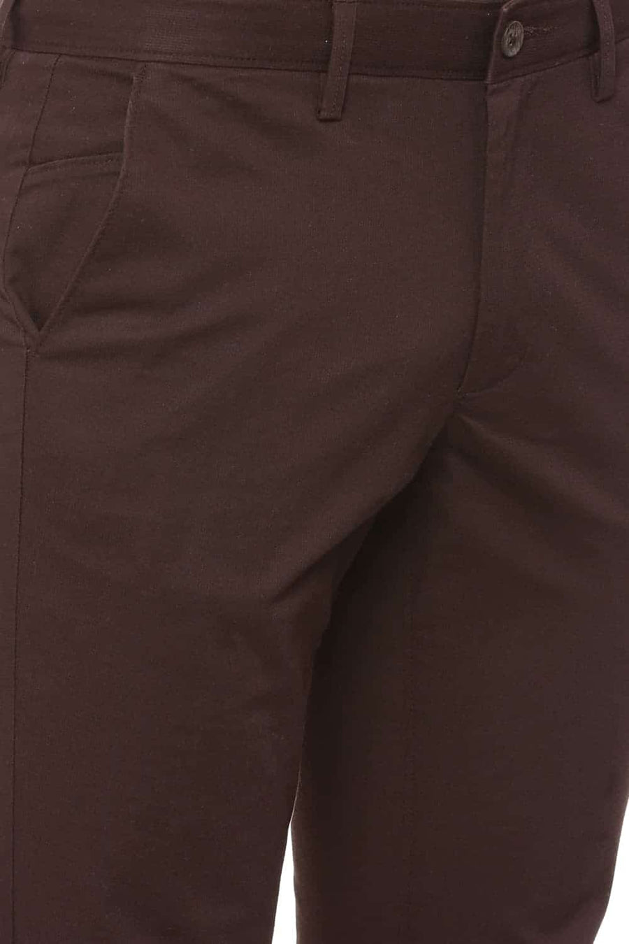 BASICS TAPERED FIT TURKISH COFFEE STRETCH TROUSER