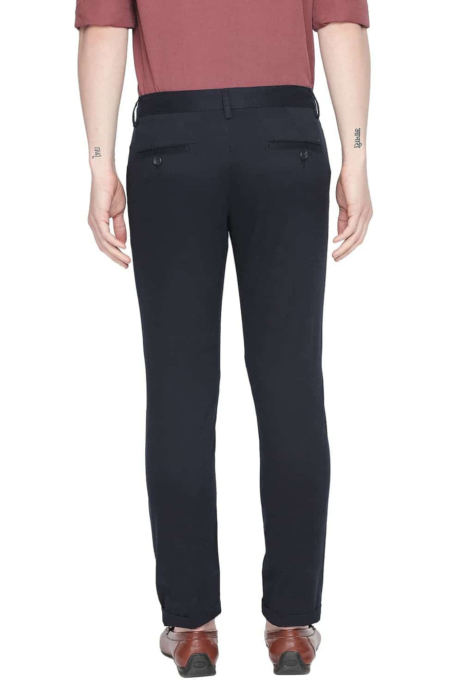 BASICS TAPERED FIT BLUE GRAPHITE STRETCH TROUSER
